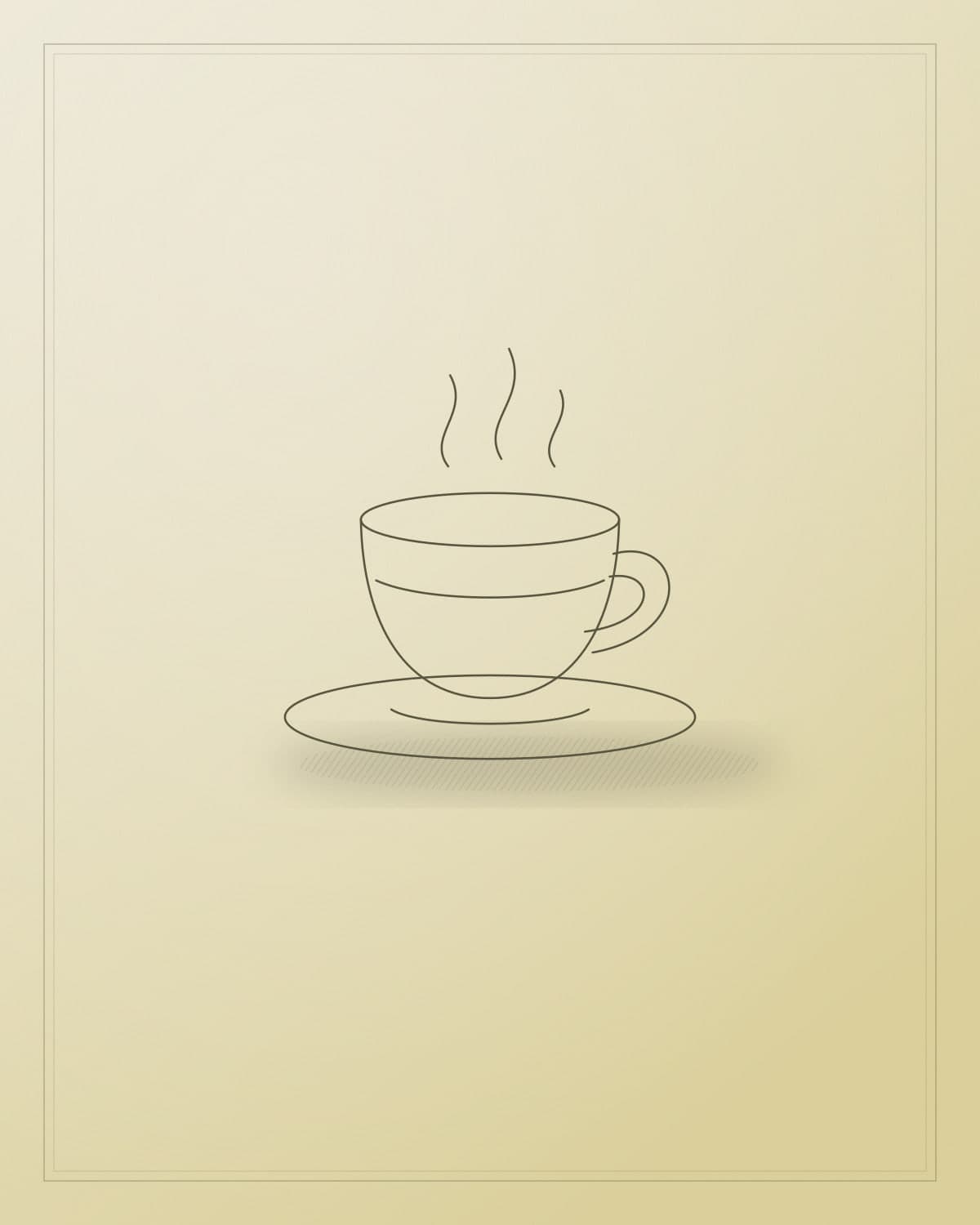 Placeholder engraving of a teacup and saucer with rising steam.